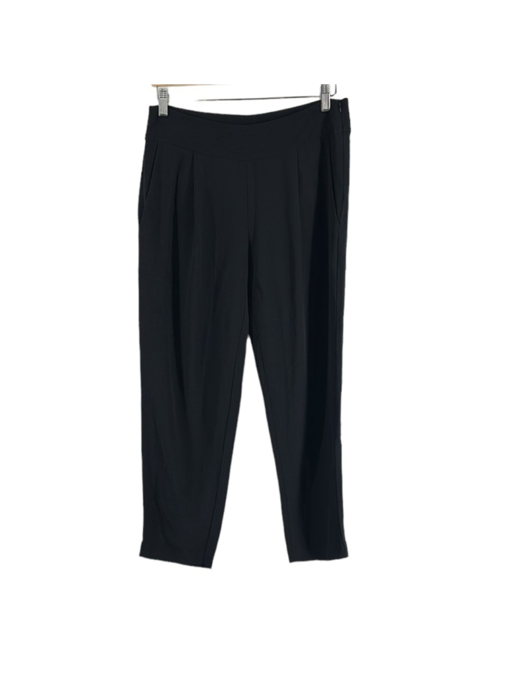 Eileen Fisher pleated black pants slim leg lyocell tencel light weight sz xs